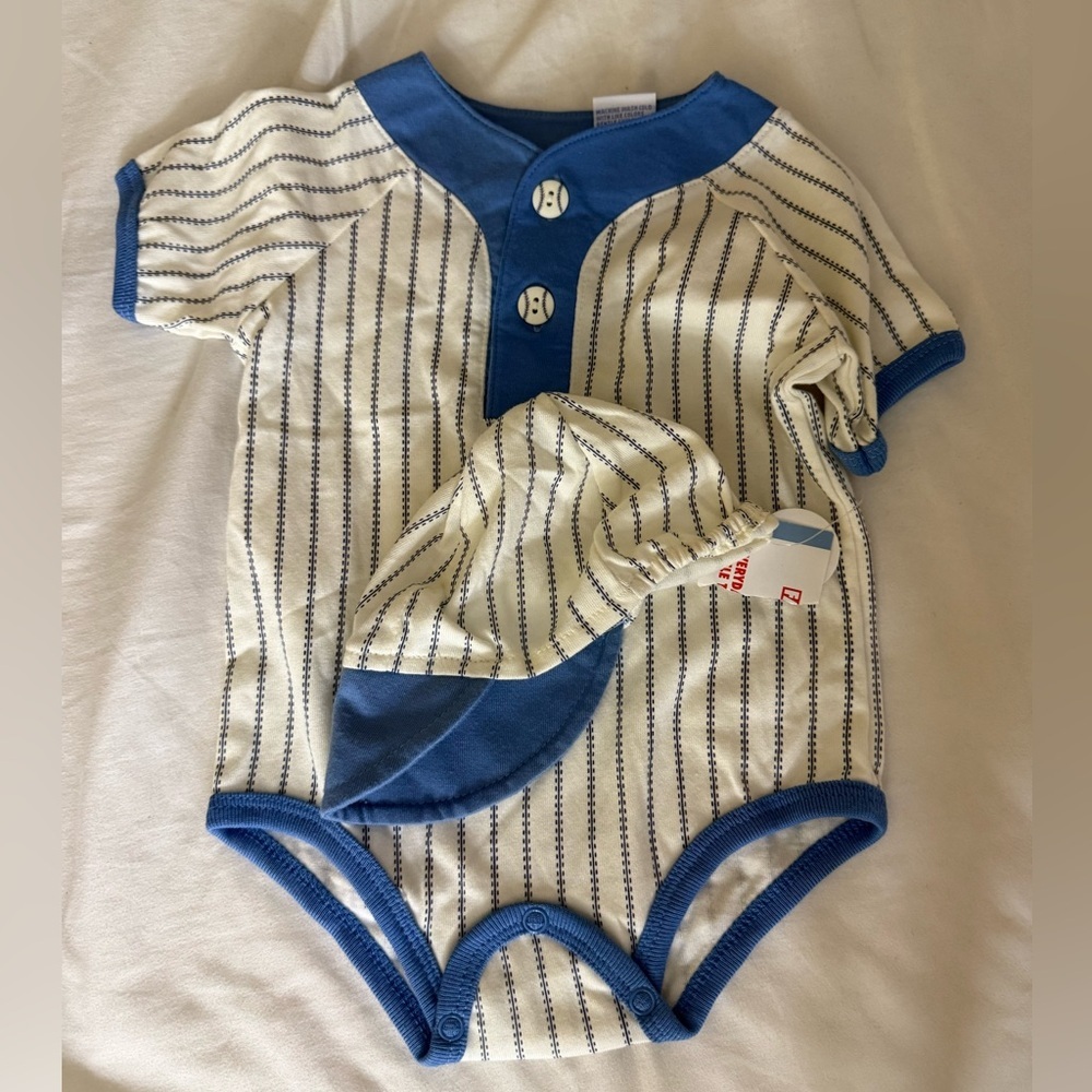 Tad Little Blue Striped Baby One Piece‎ Size 0-6M